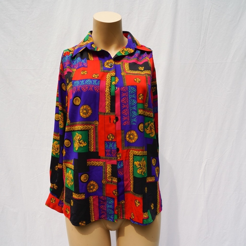 Alfred Dunner vintage retro Versace print blouse